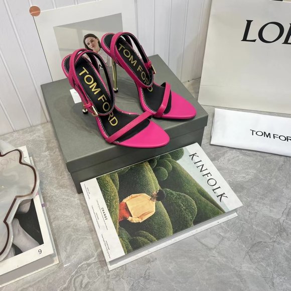 TOM FORD 105mm sandal in metallic fabric. Signature hanging padlock and key ch - Picture 4 of 4